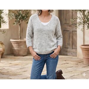 J.Jill Women's Linen Blend Knitted Sweater Size Medium Coastal Cozy Timeless